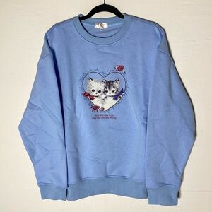 Tal Clothing Blue “Girls Don’t Like Boys They Like Cats And Money” Sweatshirt XL